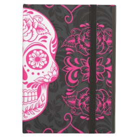 Hot Pink Black Sugar Skull Roses Gothic Grunge iPad Case