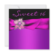 Hot Pink Black Sweet 16 Party invitation