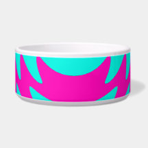 Hot Pink Black Teal Saw Blade Ripples Waves Dog Water Bowl