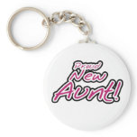 Hot Pink/Black Text Proud New Aunt Keychains