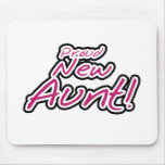 Hot Pink/Black Text Proud New Aunt mousepads