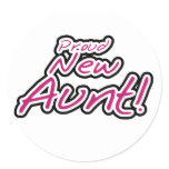 Hot Pink/Black Text Proud New Aunt stickers