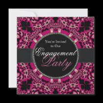 Hot Pink Black Tribal Engagement Invitations invitations