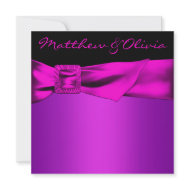 Hot Pink Black Wedding invitation