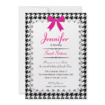 Hot Pink & Black White Houndstooth Sweet 16 invitations
