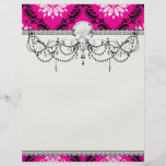 hot pink black white ornate damask full color flyer