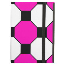 Hot Pink Black White Squares Hexagons Pattern iPad Folio Cases