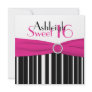 Hot Pink, Black, White Sweet Sixteen Invitation