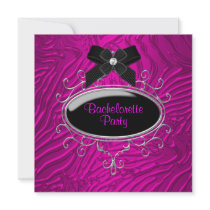 Hot Pink Black Zebra Bachelorette Party Invitation
