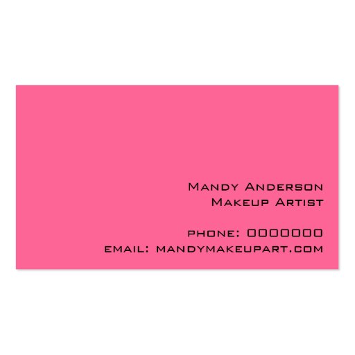 Hot Pink Black Zebra Stripes Bold Makeup Artist Business Card Templates (back side)