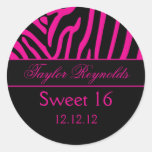 Hot Pink Black Zebra Sweet 16 Sticker