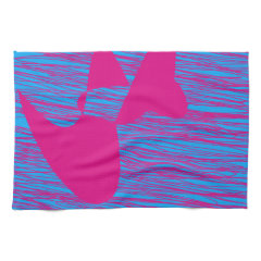 Hot Pink Blob Fuchsia and Teal Abstract Art Hand Towels