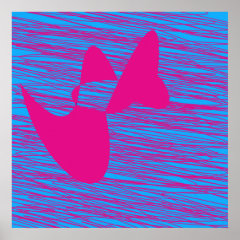 Hot Pink Blob Teal Fuchsia Abstract Art Posters