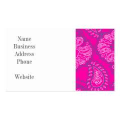 Hot Pink Blue Paisley Print Summer Fun Girly Business Card Templates
