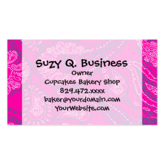Hot Pink Blue Paisley Print Summer Fun Girly Patte Business Card Templates
