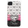 Hot Pink Bow Diamond Heart Rhinestone iPhone 4 Cas Iphone 4 Cover