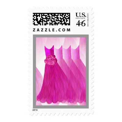 Pink Bridesmaid Dresses on Hot Pink Bridesmaid Dresses Silver Trim Postage From Zazzle Com
