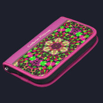 Hot Pink & Bright Green Kaleidoscope Pattern rickshaw folios