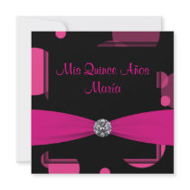 Hot Pink Bubbles Quinceanera 15th Birthday Personalized Invitations