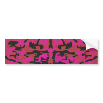 Hot pink camo pattern bumper stickers