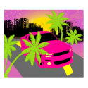 Hot Pink Car Poster Print