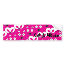 Hot Pink Cat & Mouse Bumper Sticker bumper stickers by RLMdesignes Hot Pink Cat & Mouse Bumper Sticker bumper stickers