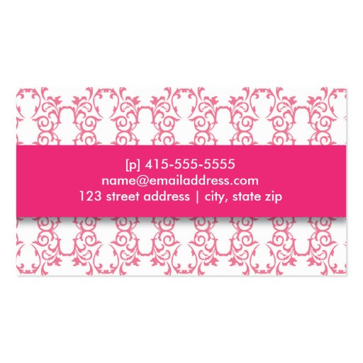 Hot Pink Chandelier Biz Card Business Card Template (back side)