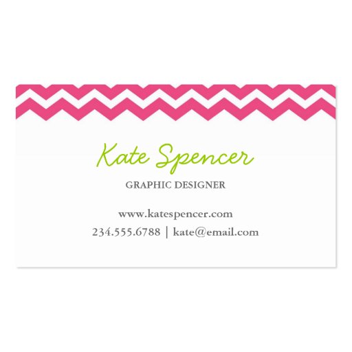 Hot Pink Chevron and Polka Dot Business Card Template (front side)