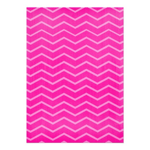 Hot Pink Chevron Stripes Bridal Shower Invitations