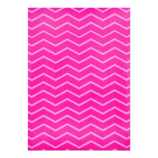 Hot Pink Chevron Stripes Wedding Invitations