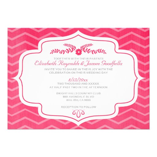Hot Pink Chevron Wedding Invitations