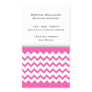 Hot Pink Chevrons Graphics Business Card. This card would suit a professional graphics artist or fashion designer.