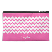 Hot Pink Chevrons Zig Zag Bagette Travel Accessory Travel  Accessory Bag at Zazzle