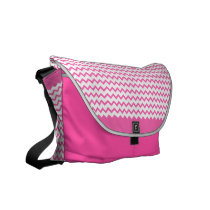 Hot Pink Chevrons Zig Zag Medium Messenger Bag messenger bags