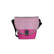 Hot Pink Chevrons Zig Zag Mini Messenger Bag at Zazzle