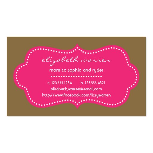 Hot Pink Chic Moderna Mommy Calling Card Business Card