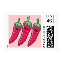 Hot Pink Chili Peppers postage by totallypainted Hot Pink Chili Peppers postage