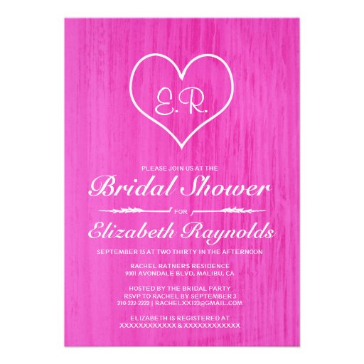 Hot Pink Country Bridal Shower Invitations