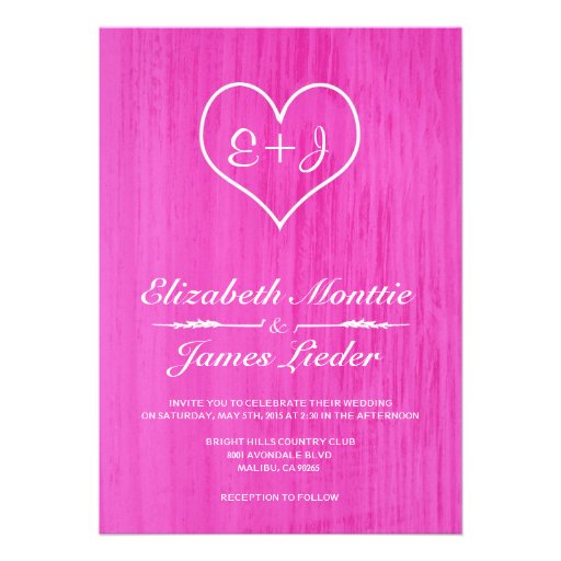 Hot Pink Country Wedding Invitations