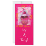 Hot Pink Cupcake Design: Party Invitation Rack Card Design