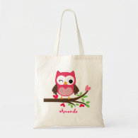 Hot Pink Cute Owl Girly Bags