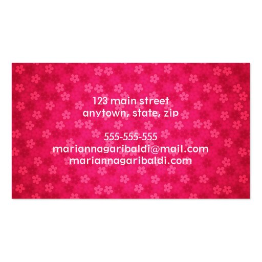 Hot Pink Cute Owl Girly Business Card Template (back side)