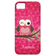 Hot Pink Cute Owl Girly iPhone 5 Cover
