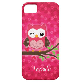 Hot Pink Cute Owl Girly iPhone 5 Cover