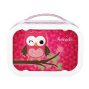 Hot Pink Cute Owl Girly Lunchbox