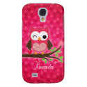 Hot Pink Cute Owl Girly Samsung Galaxy S4 Case