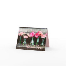 Hot Pink Daisies in a Vases Thank You Cards