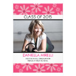 Hot Pink Daisy Flowers Photo Graduation Invitation
