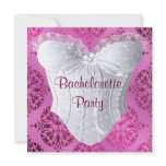 Hot Pink Damask Corset Bachelorette Party invitations