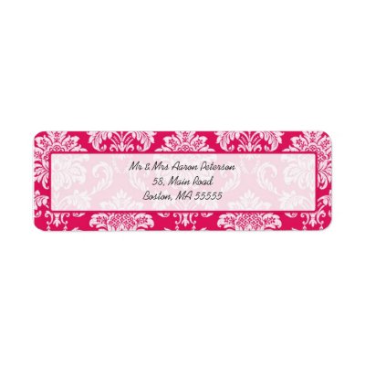 Hot Pink Damask Customizable Address Labels